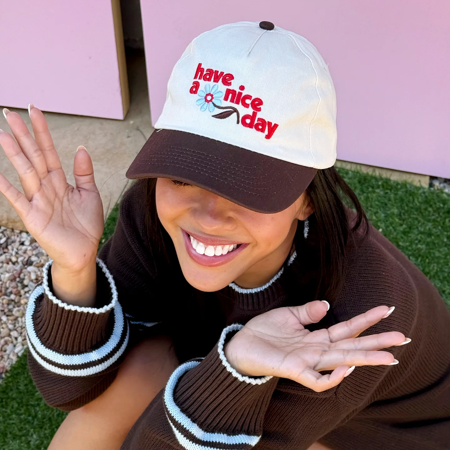Have A Nice Day Brown Bow Hat - Image 4